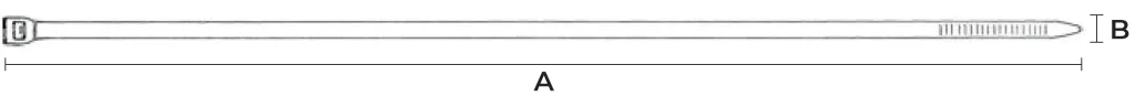 Dimensioni fascette: A = lunghezza, B = larghezza